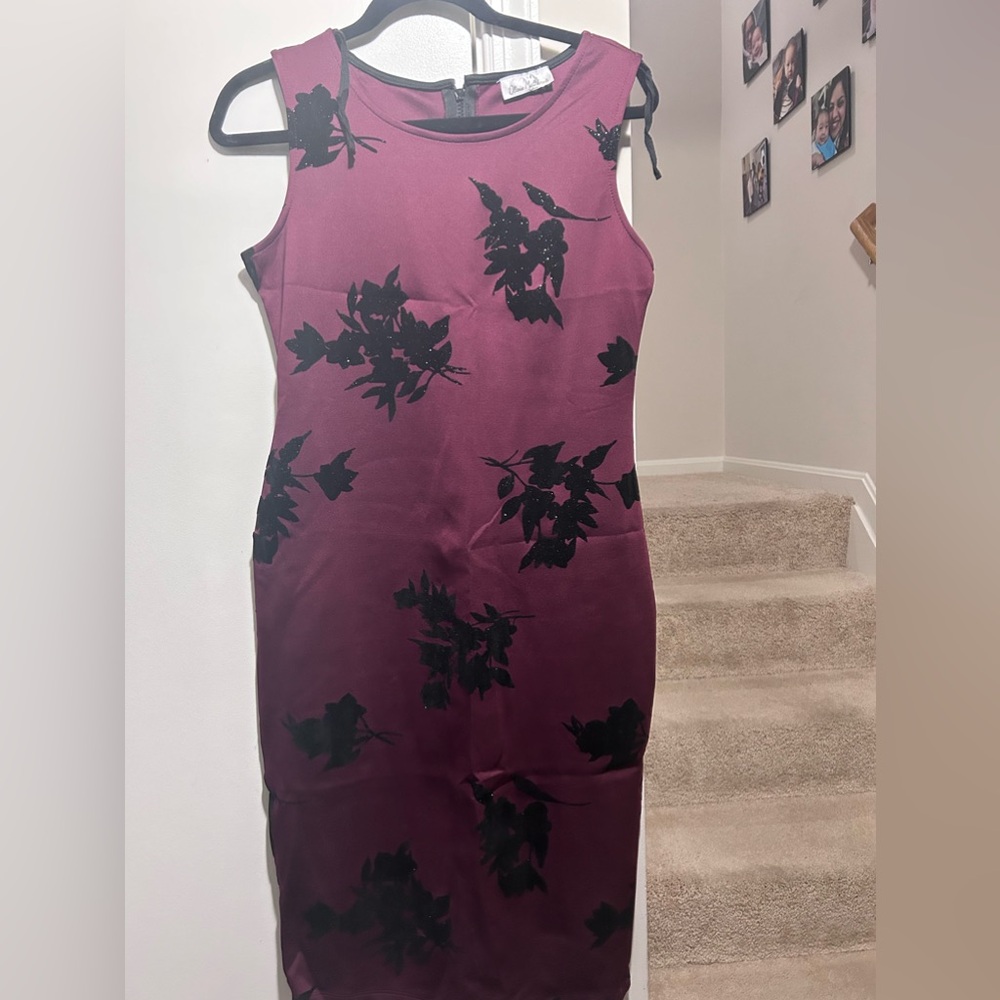 Wine and black velvet dress, Medium